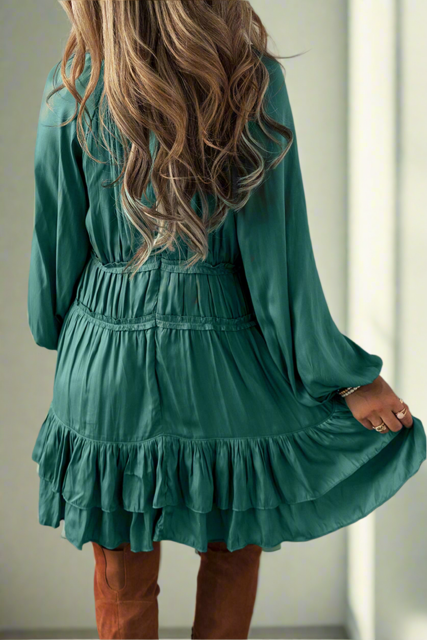 Mist Green Tiered Mini Dress