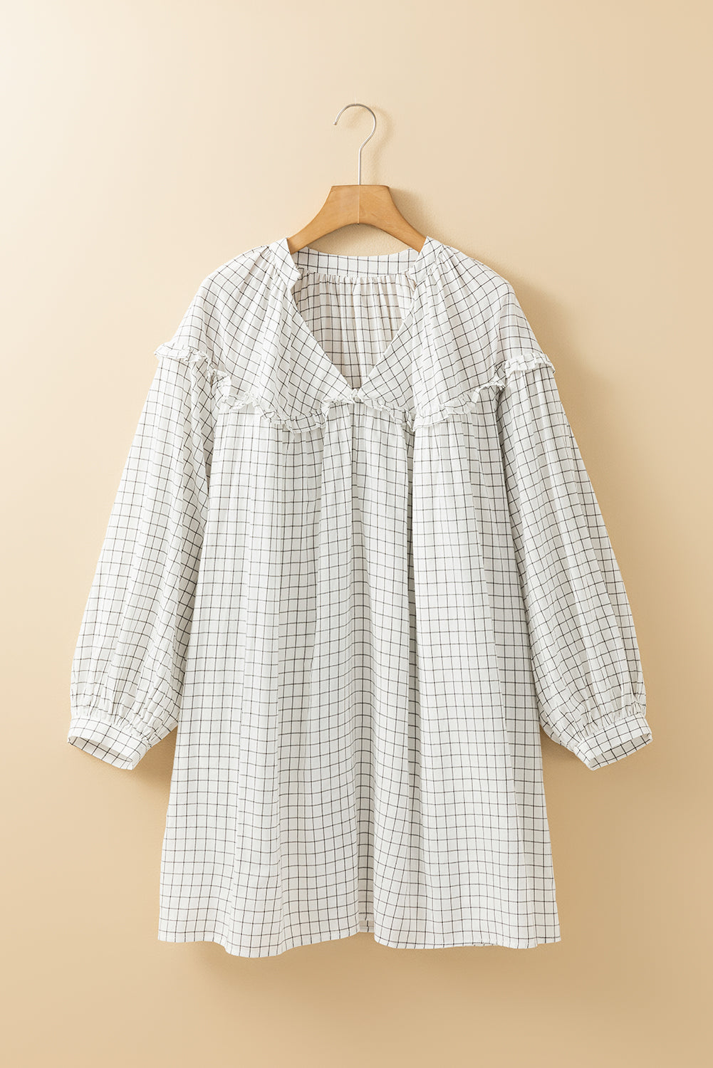 White Stripe Checkered Babydoll Dress