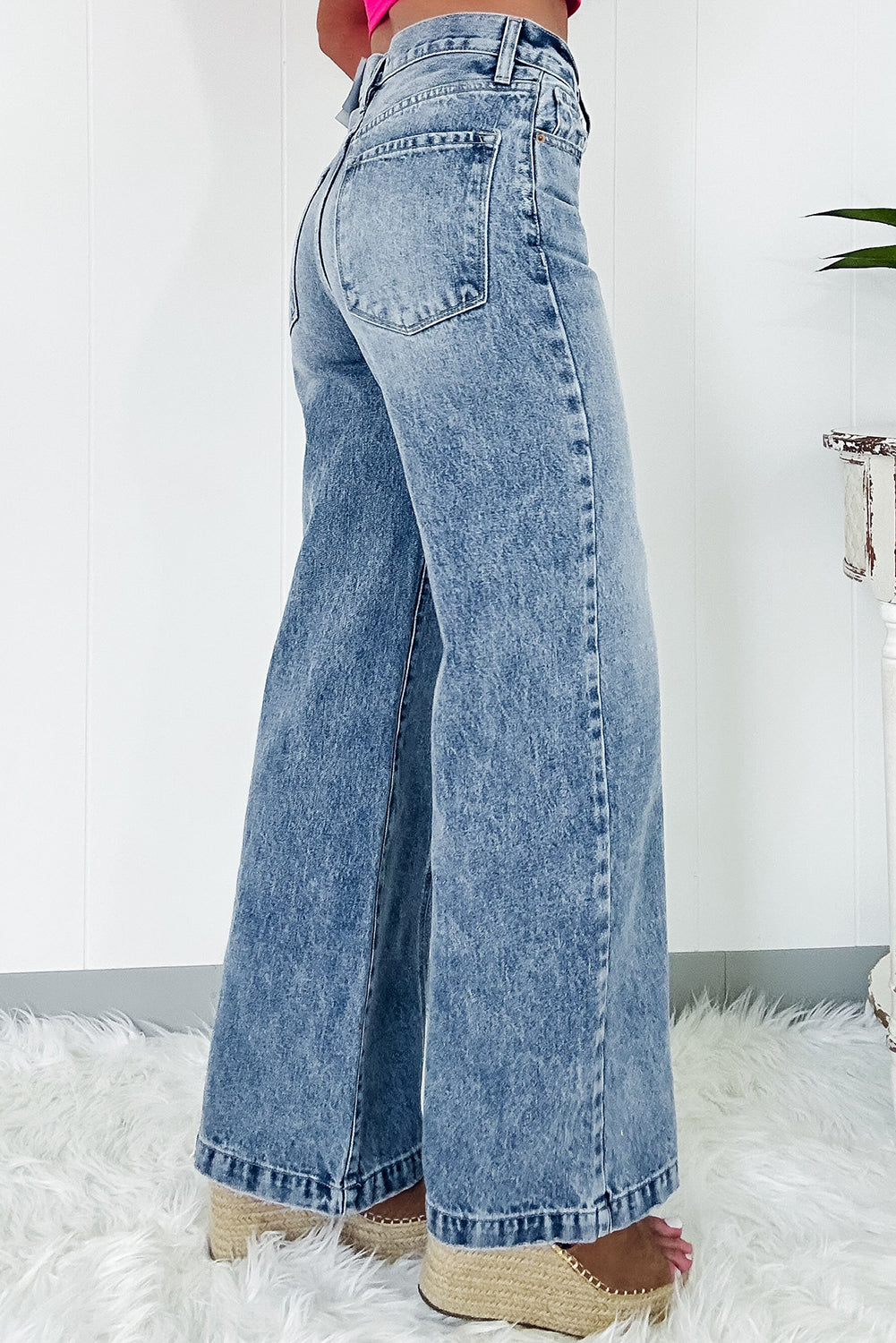 Dusk Blue Wide Leg High Waist Jeans