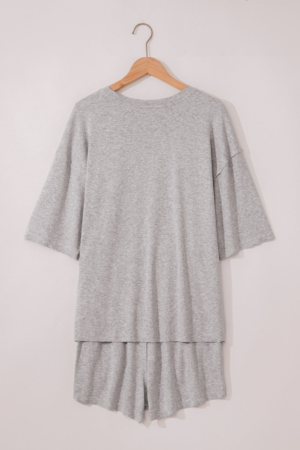 Gray Loose Tee 2 Piece Shorts Set