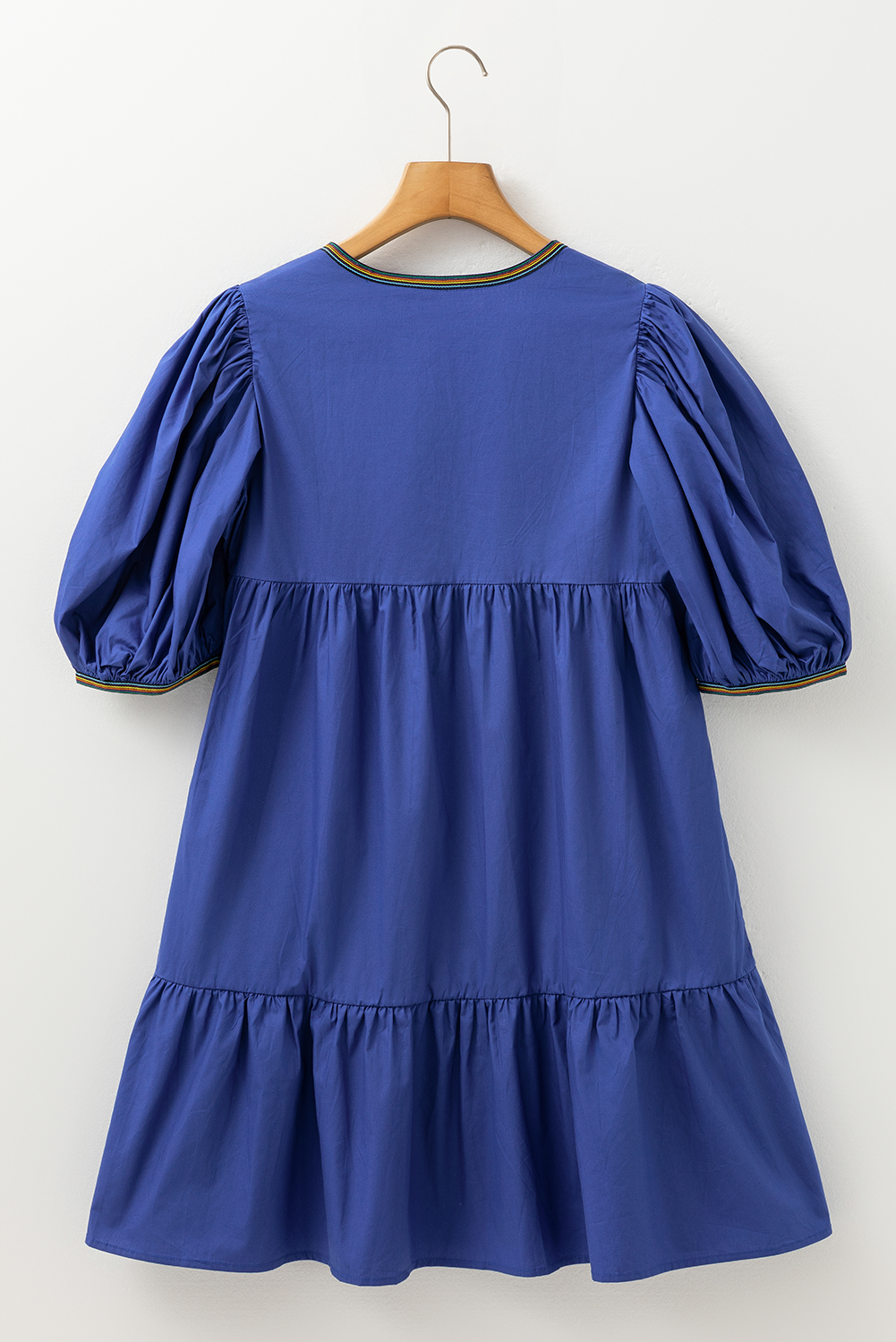 100% Cotton Bluing Pleated Mini Dress