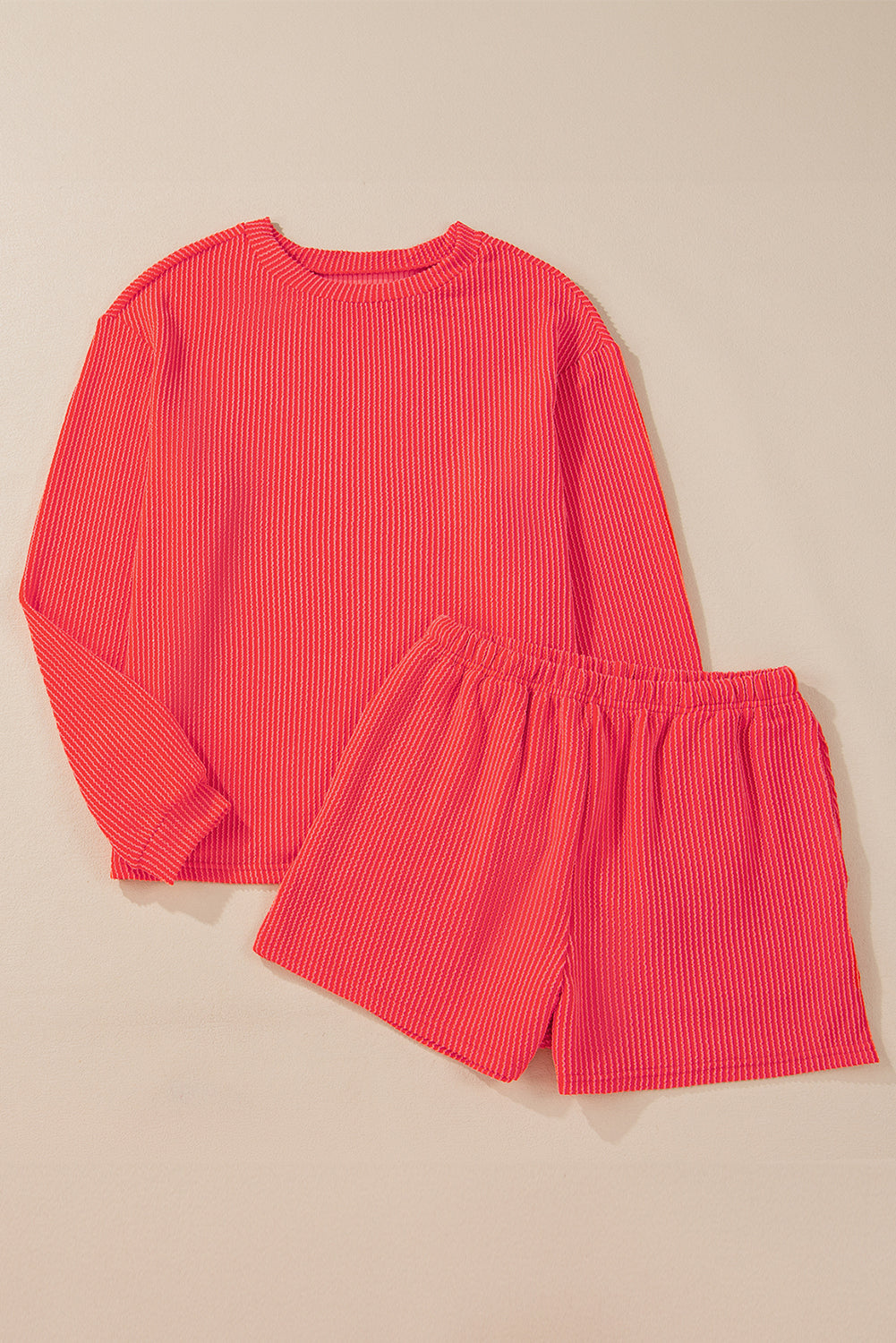 Ribbed Knit Top and Shorts Set