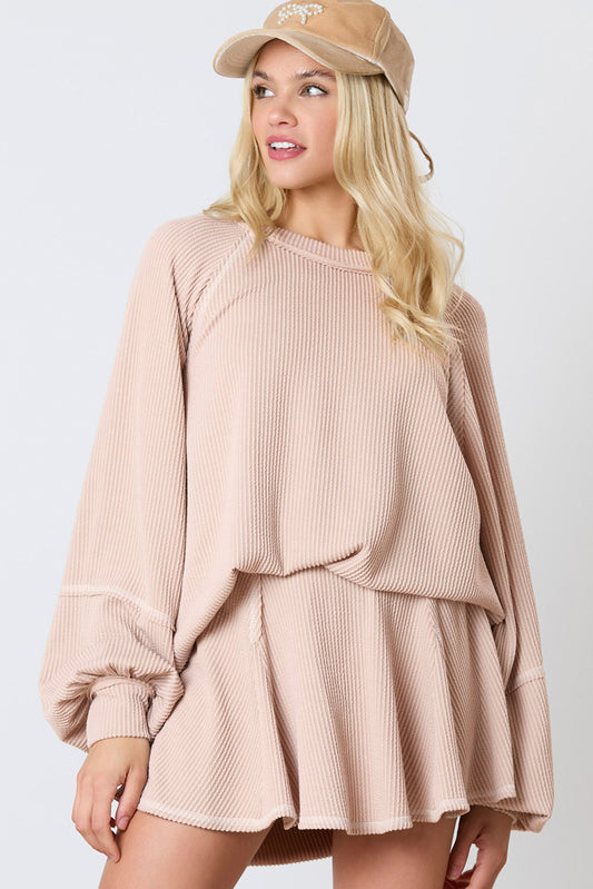 Long Sleeve Top and Ruffled Mini Skirt Set