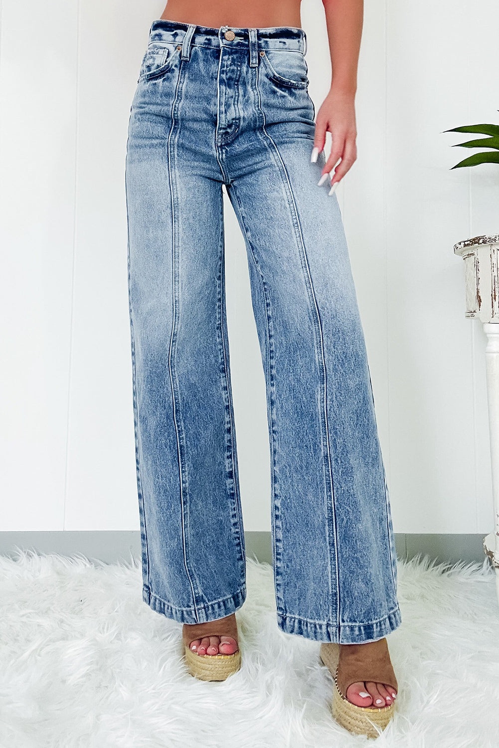 Dusk Blue Wide Leg High Waist Jeans