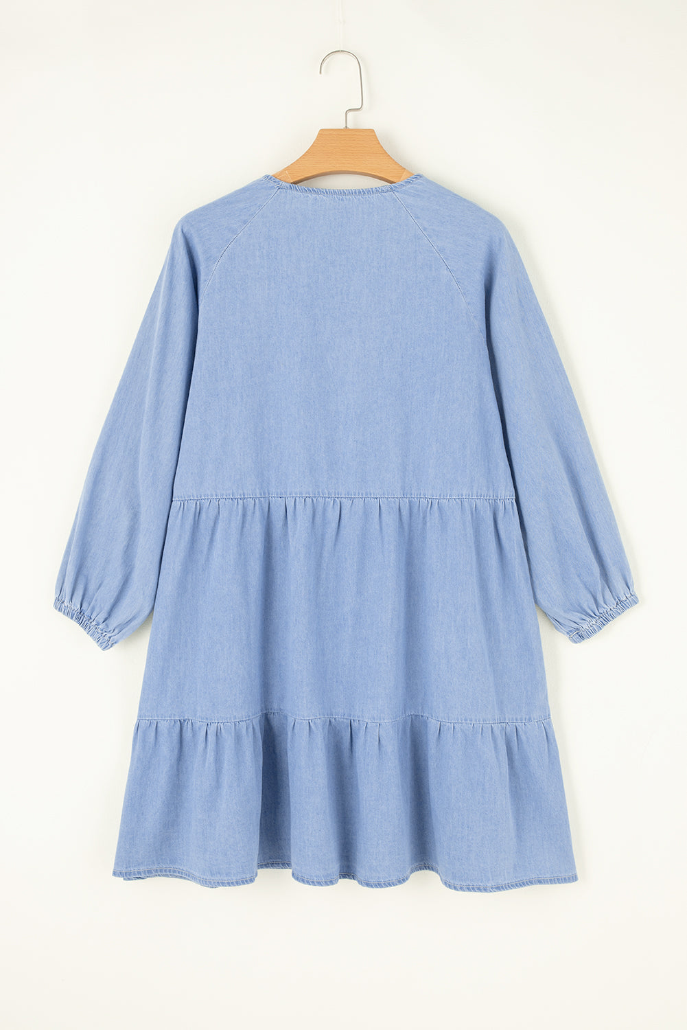 Beau Blue Ruffled Chambray Mini Dress