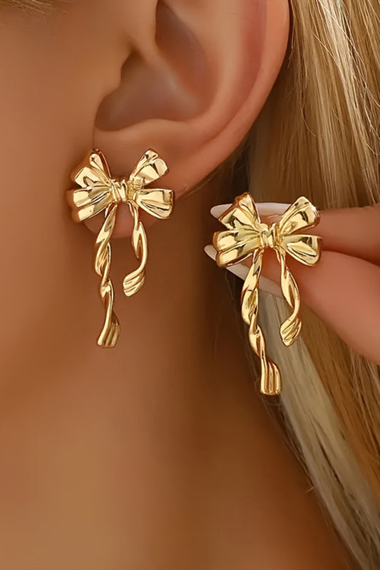 Gold Bow Stud Earrings