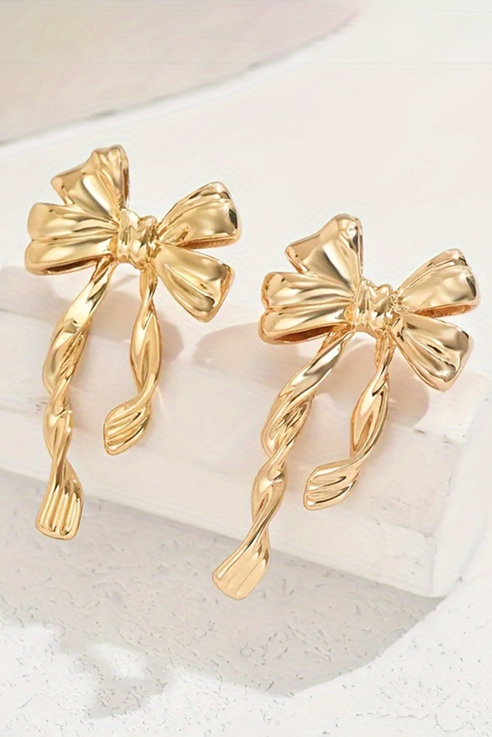 Gold Bow Stud Earrings