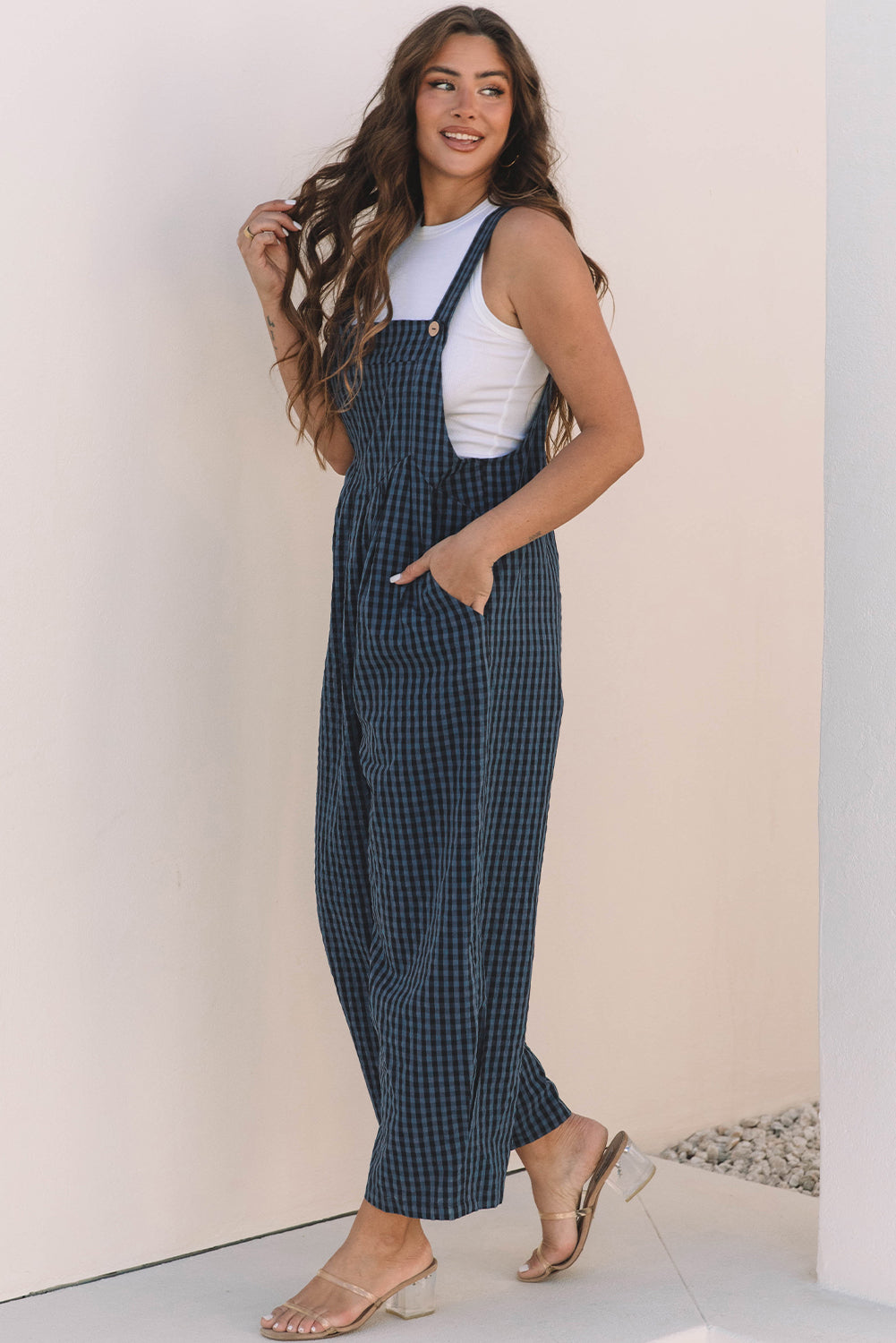 Blue Plaid Overall