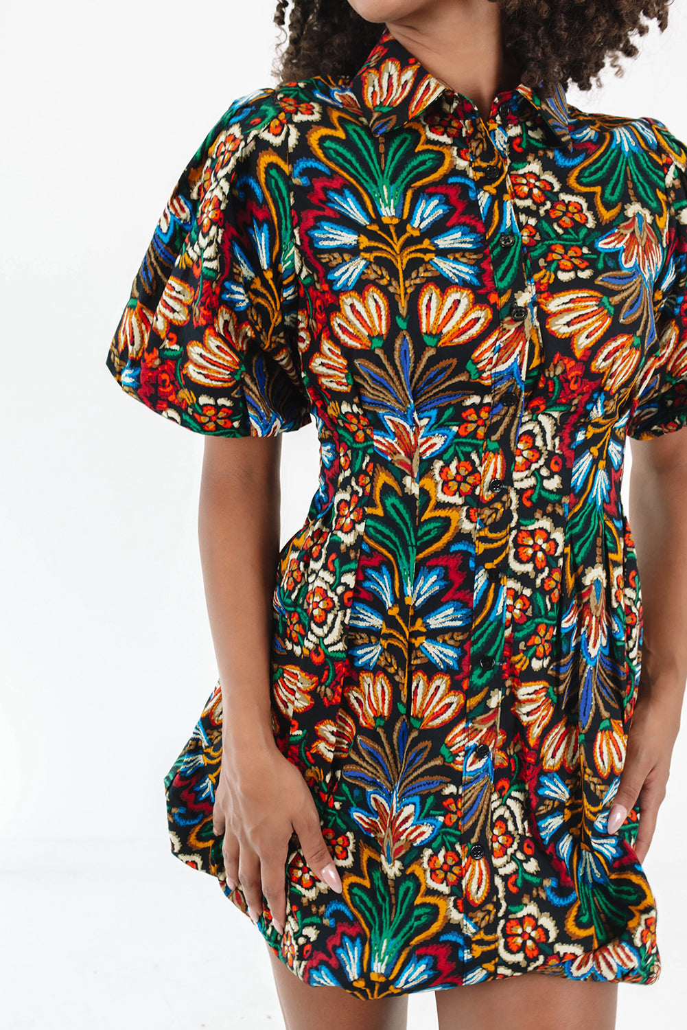 Multicolour Floral Shirt Mini Dress