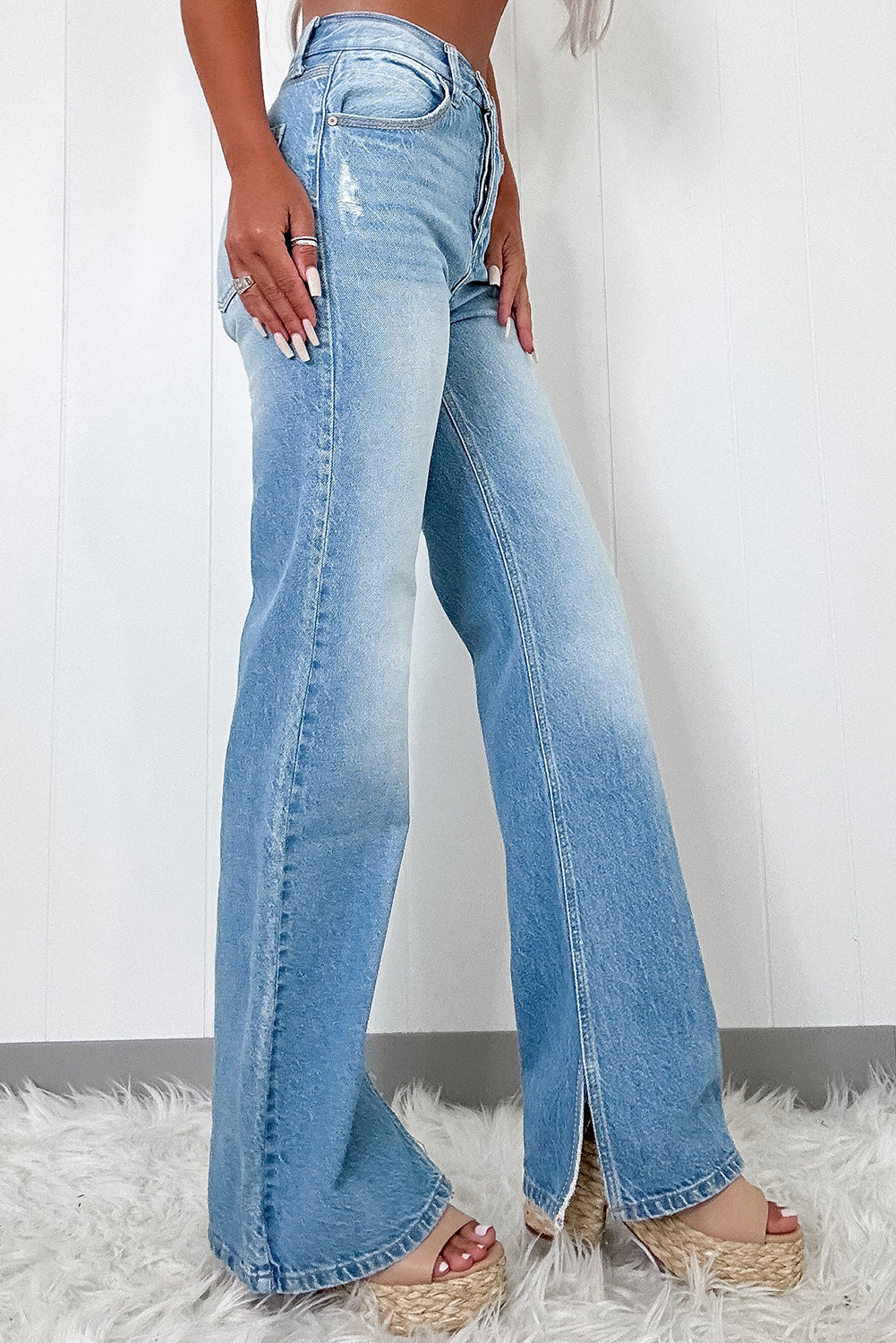 Light Blue High Rise Straight Jean