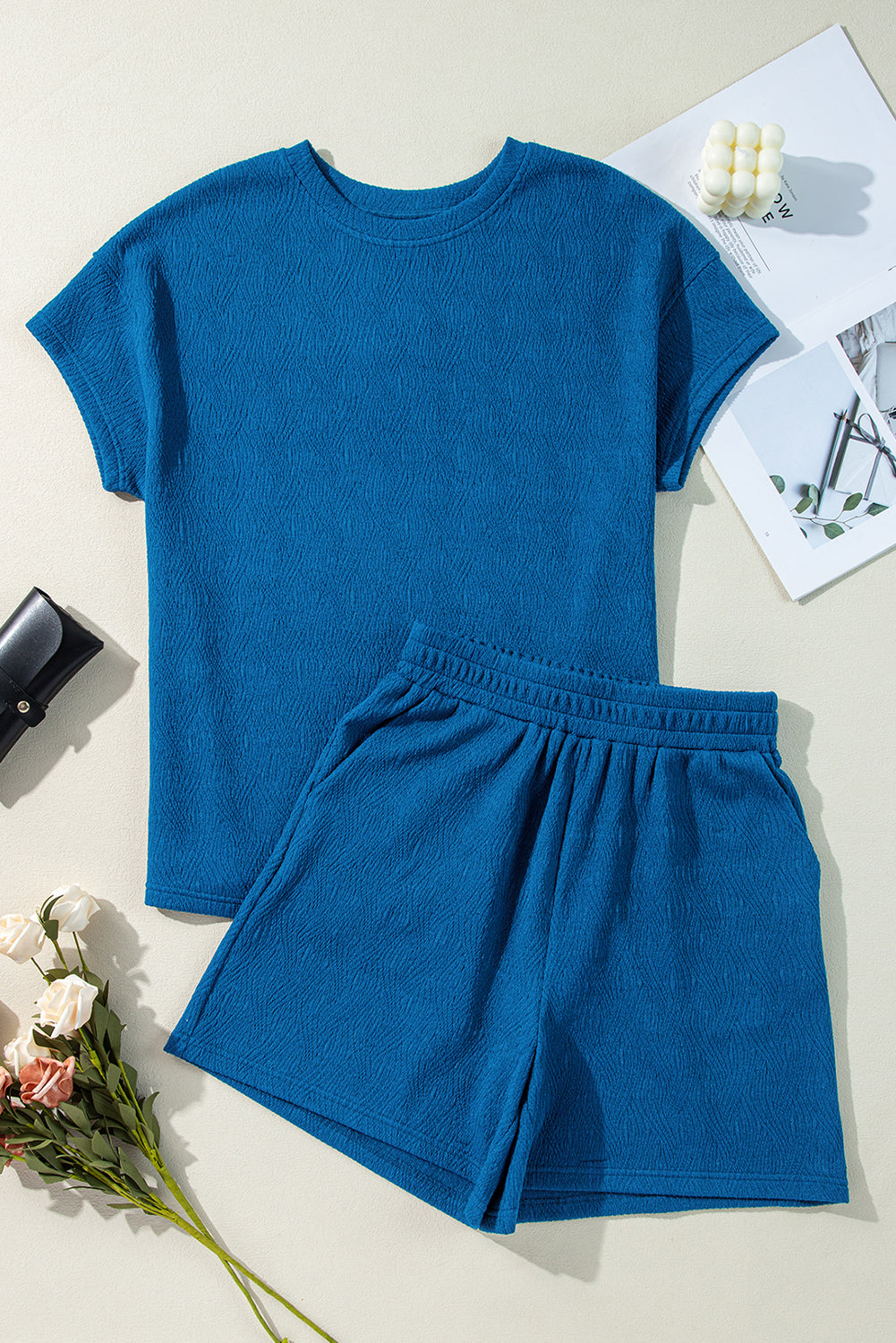 Bluing Solid T Shirt and Short Set