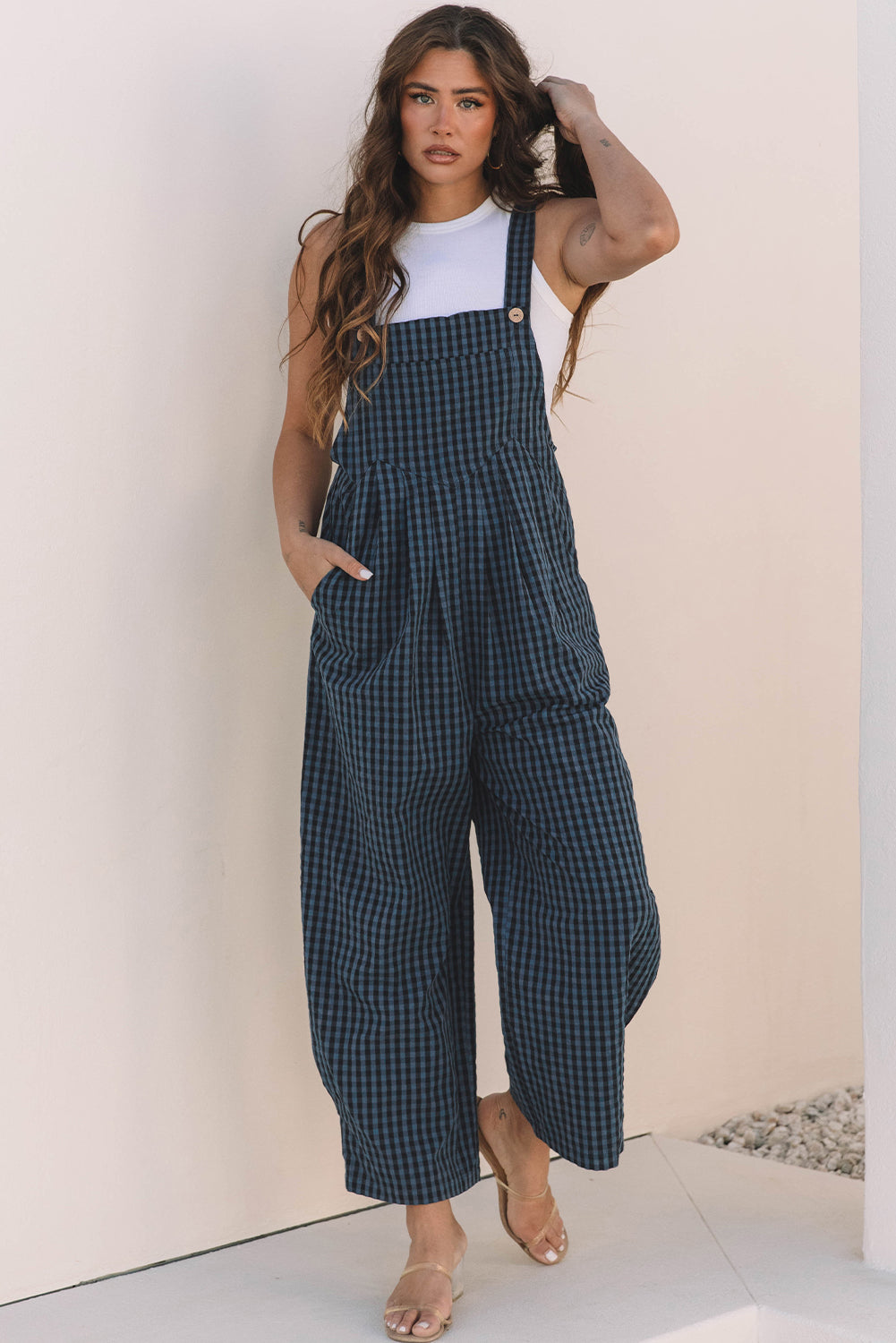 Blue Plaid Overall