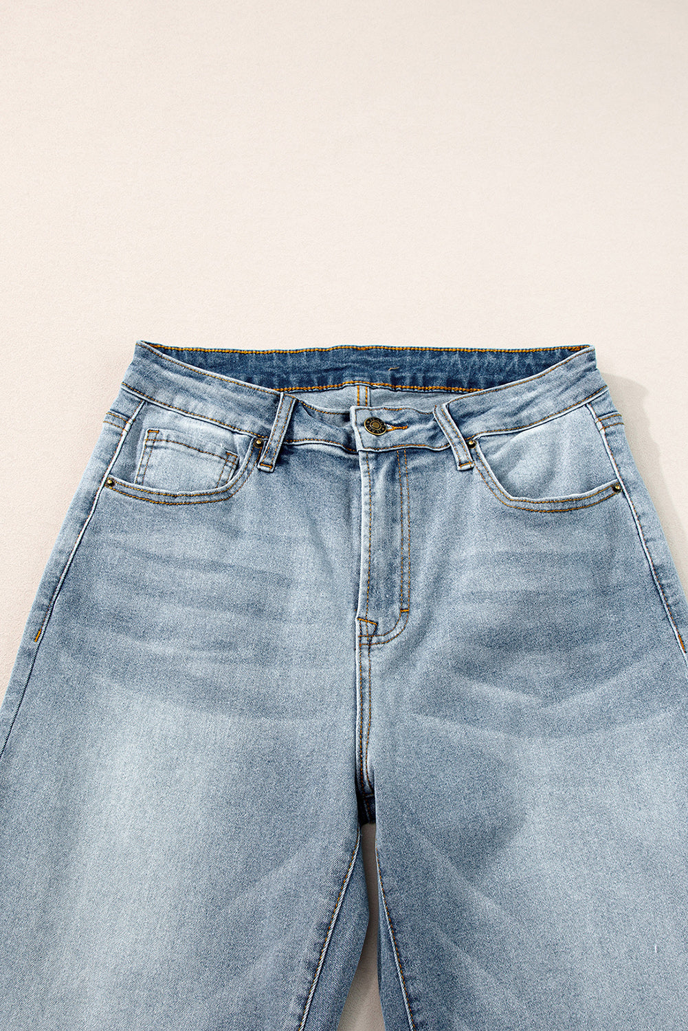 Light Blue Acid Wash Cropped Straight Jean