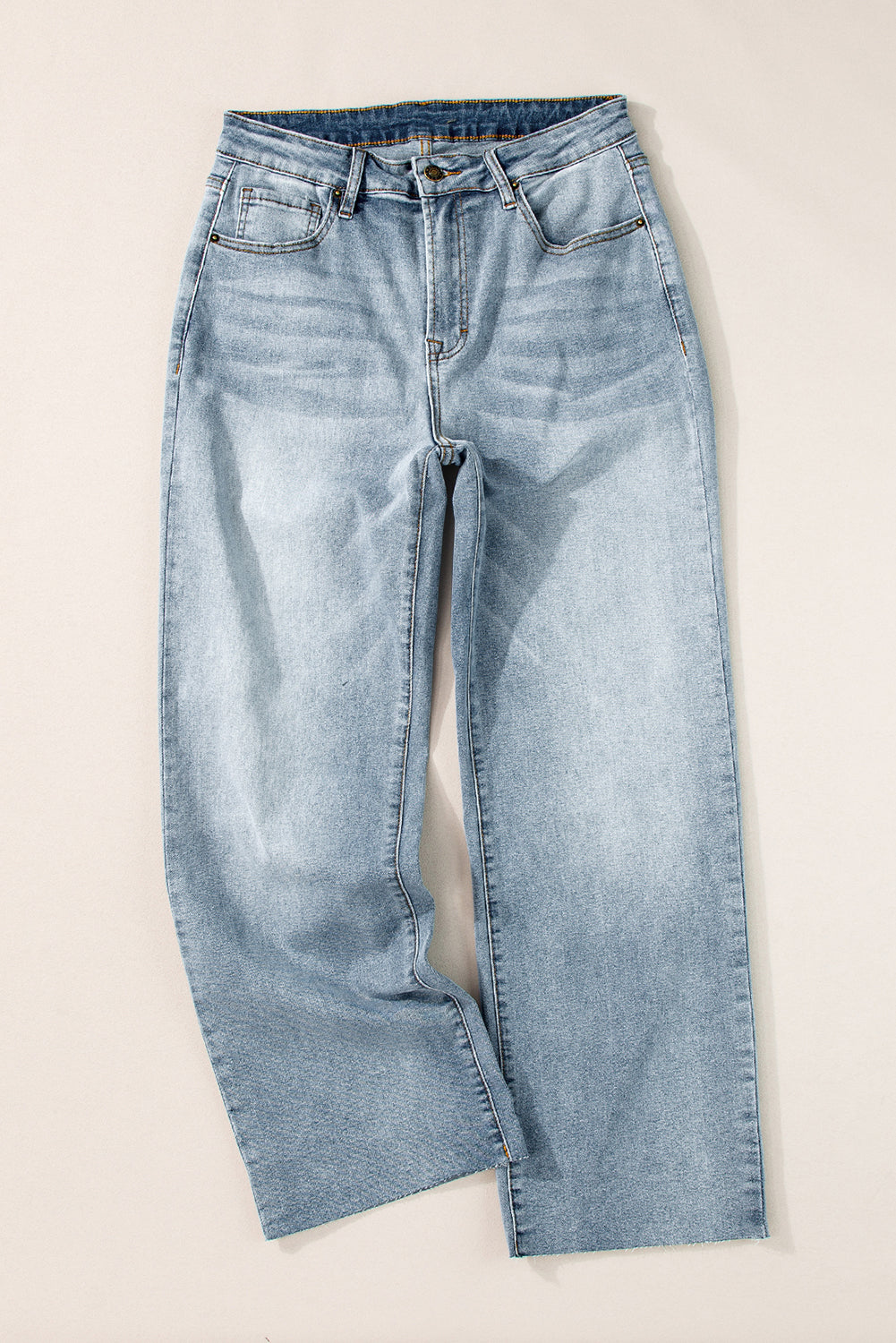 Light Blue Acid Wash Cropped Straight Jean