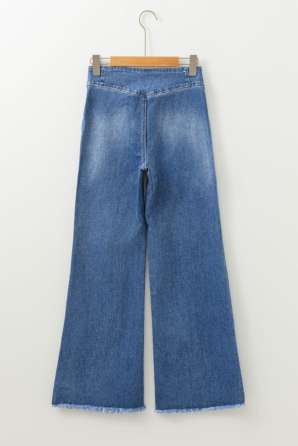 Sail Blue High Waist Button Flare Jeans